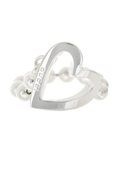 gucci sterling silver toggle heart ring